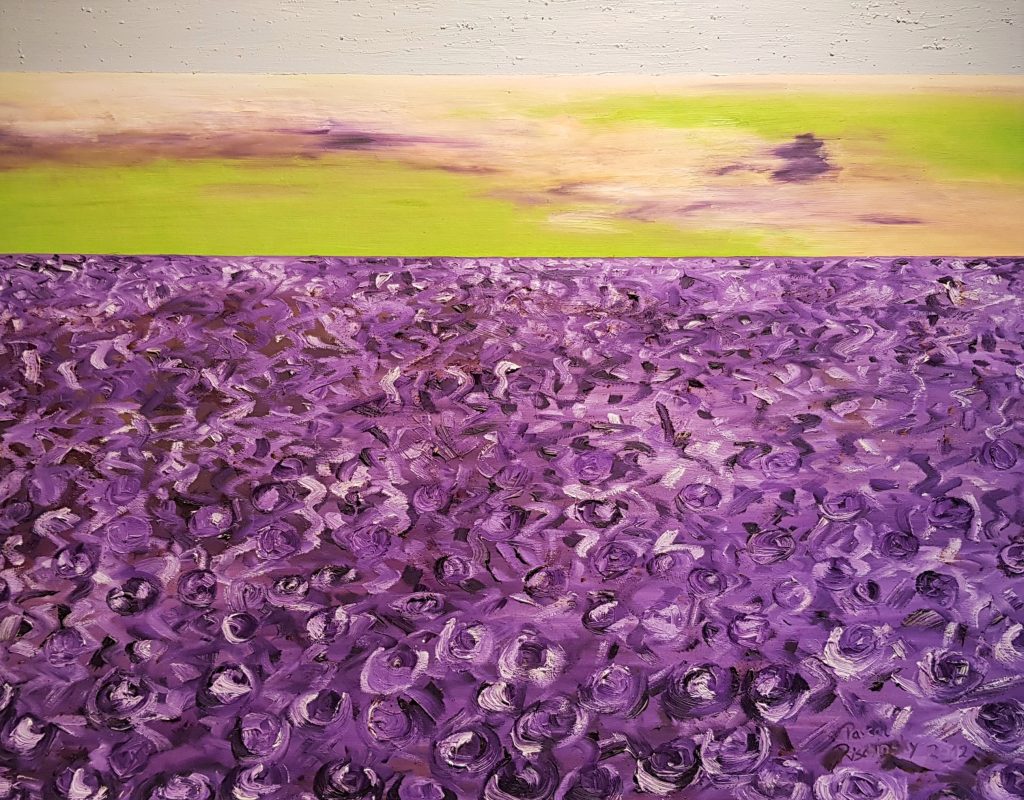 Fränkisches Rotkrautfeld im Nebel zeitgenössische moderne Kunst Würzburg Unterfranken